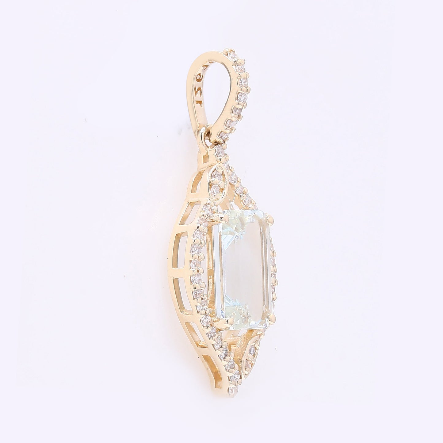 1.13 Ct Octagon Step Cut Natural Aquamarine 14K Gold Pendant