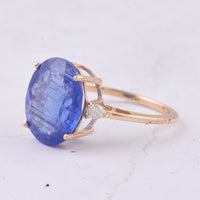 6.06 Ct Oval Natural Tanzanite 14K Gold Ring