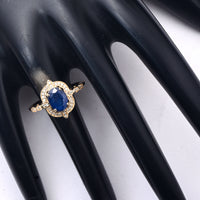 1.77 Ct Oval Mixed Cut Natural Sapphire 14K Gold Ring