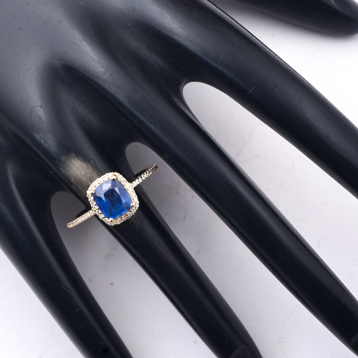 1.71 Ct Cushion Mixed Cut Natural Sapphire 14K Gold Ring