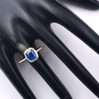 1.71 Ct Cushion Mixed Cut Natural Sapphire 14K Gold Ring