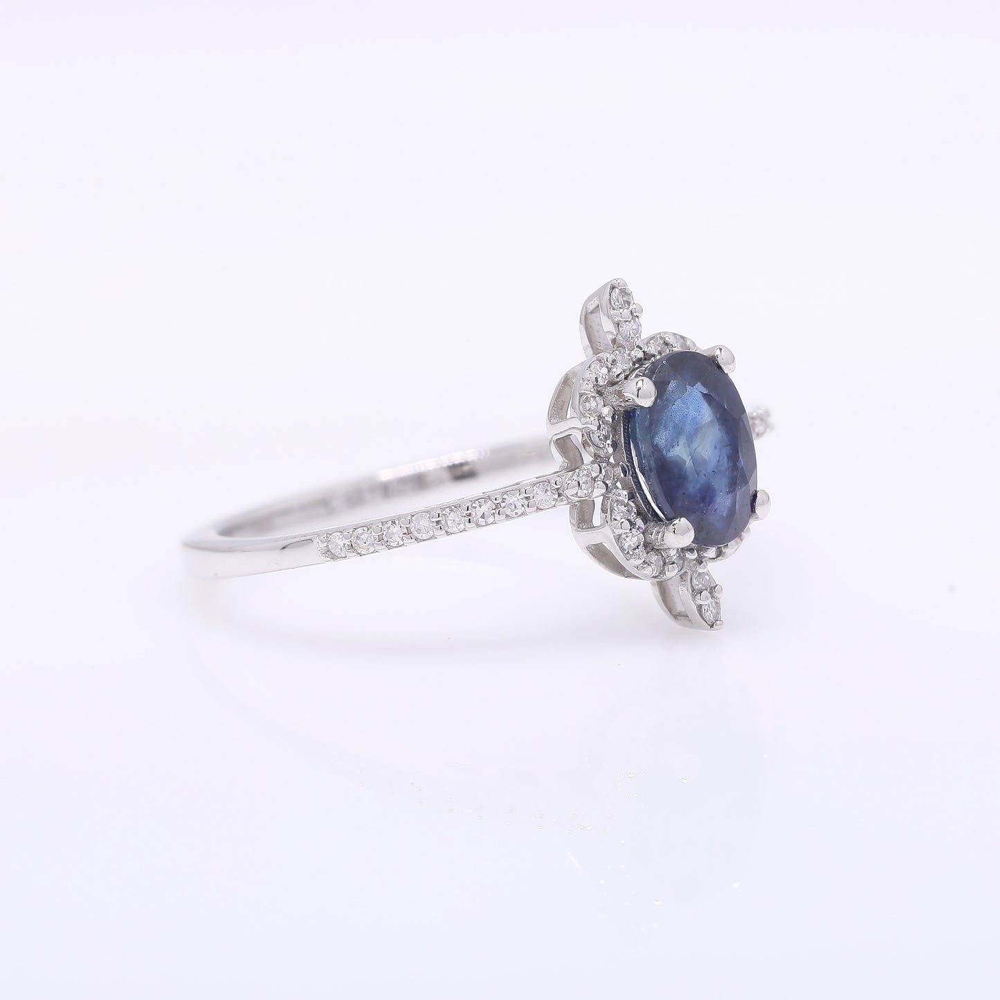 1.18 Ct Oval Mixed Cut Natural Sapphire 950 Platinum Ring