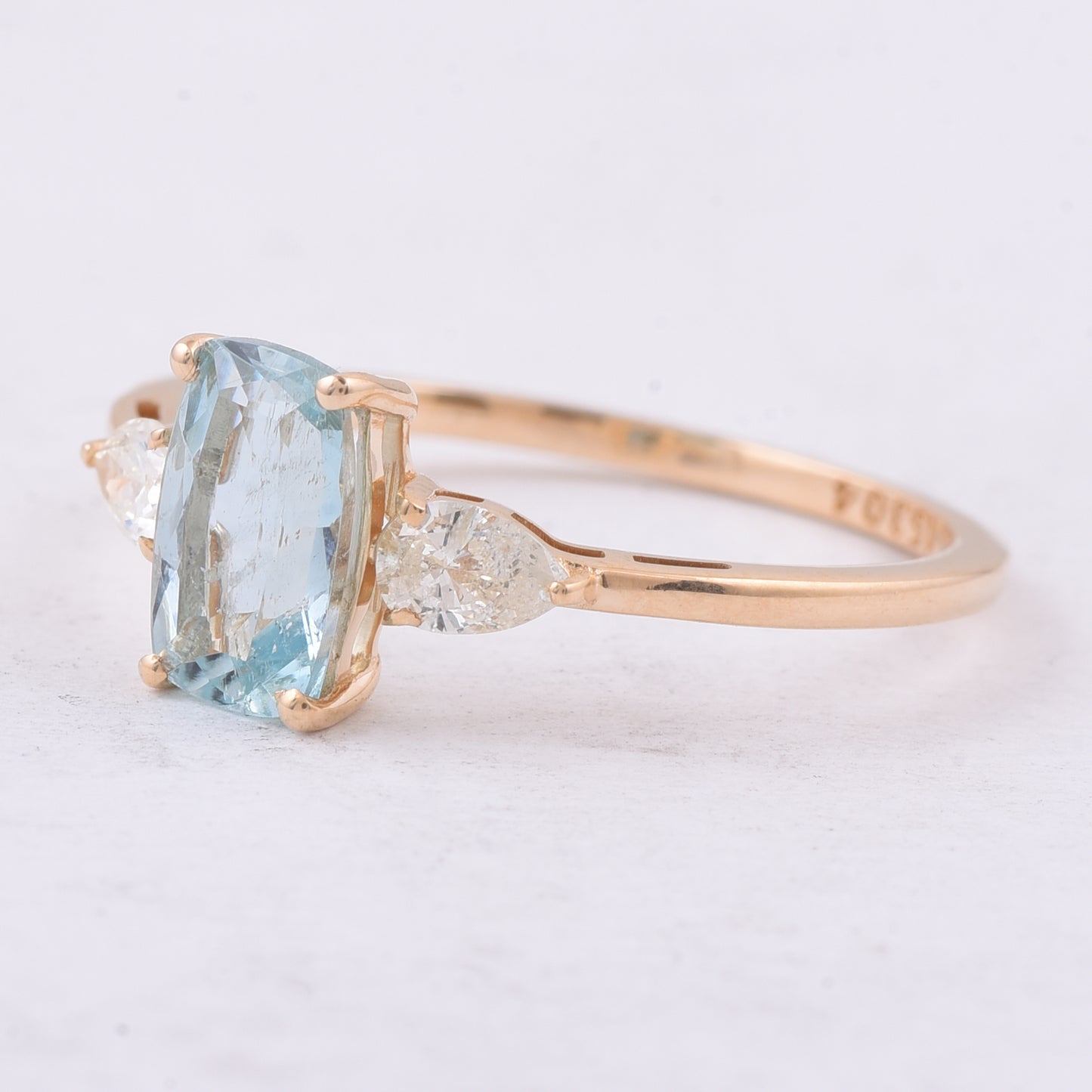 1.17 Ct Cushion Natural Aquamarine 14K Gold Ring