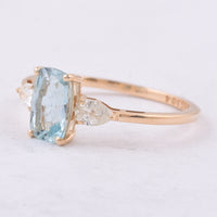 1.17 Ct Cushion Natural Aquamarine 14K Gold Ring