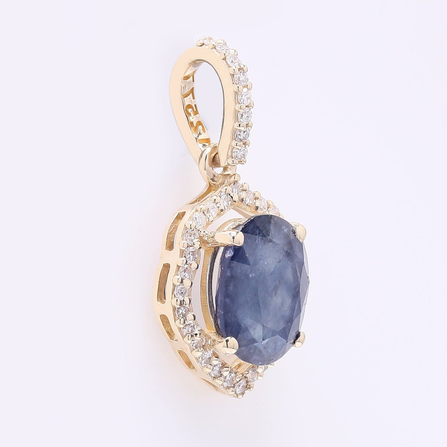 1.73 Ct Oval Mixed Cut Natural Sapphire 14K Gold Pendant