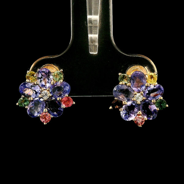 2.03 Ct Oval Tanzanite 14K Gold Earrings