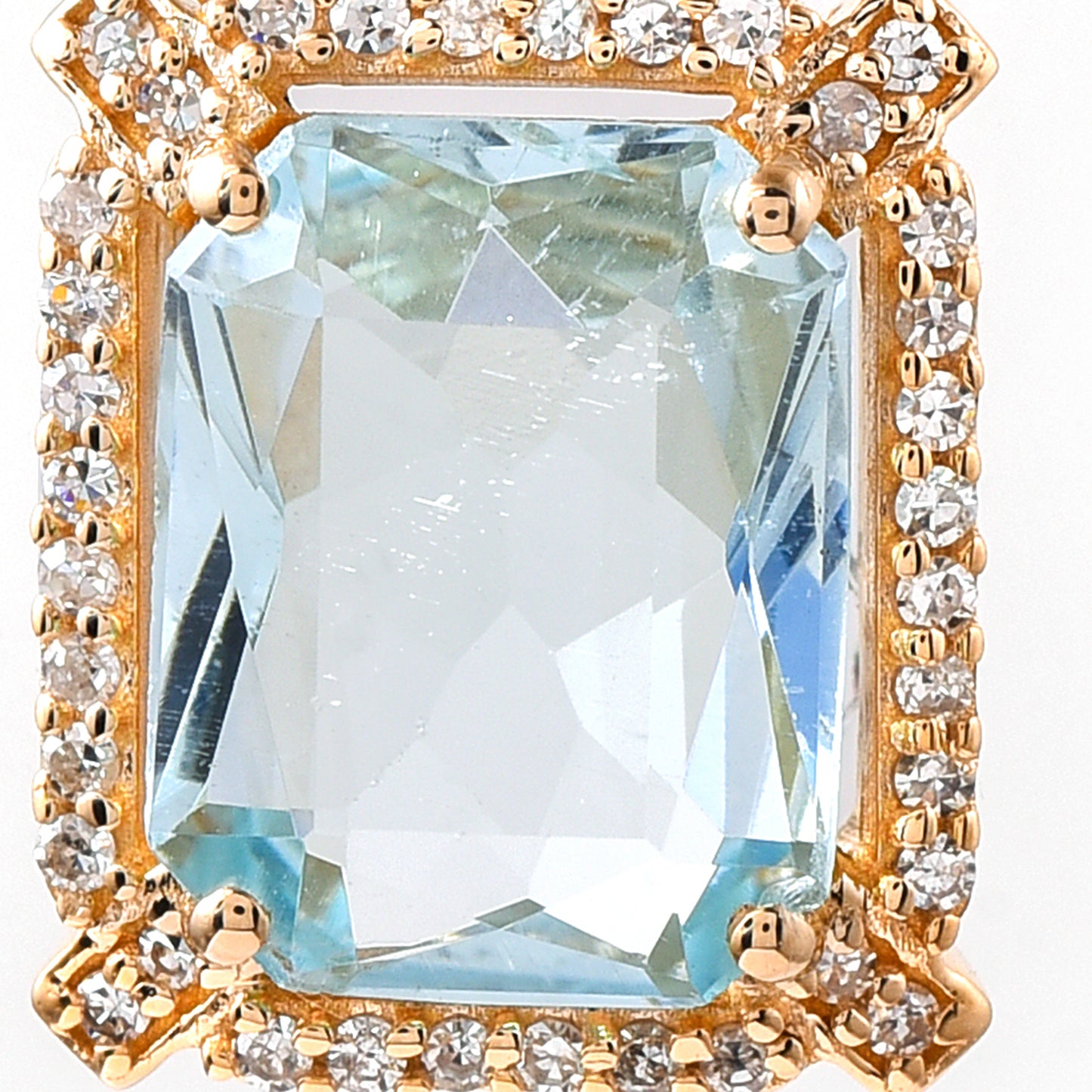 1.97 Ct Octagon Mixed Cut Natural Aquamarine 14K Gold Pendant