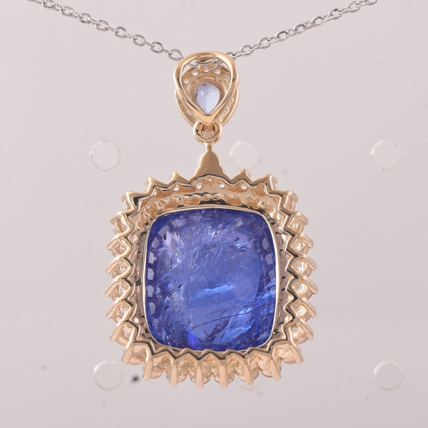 14.50 Ct Cushion Tanzanite 9K Gold Pendant