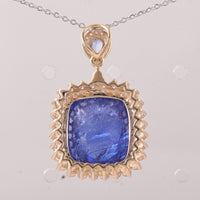 14.50 Ct Cushion Tanzanite 9K Gold Pendant