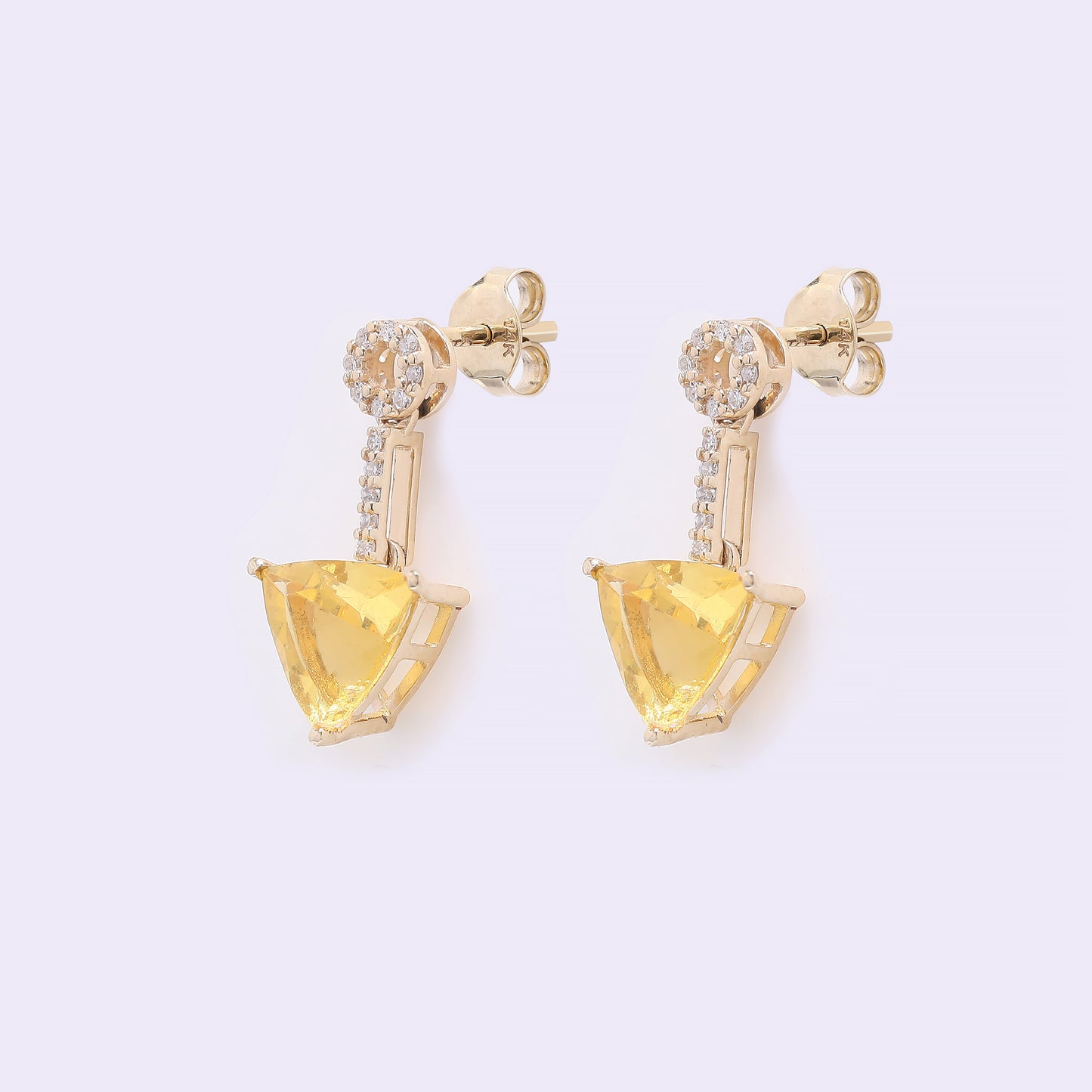 1.44 Ct Triangle Mixed Cut Natural Fire Opal 14K Gold Earrings