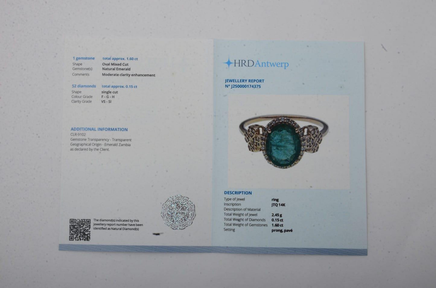 1.75 Ct Oval Mixed Cut Natural Emerald 14K Gold Ring