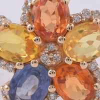1.80 Ct Oval Natural Multi-Coloured Sapphire 14K Gold Ring