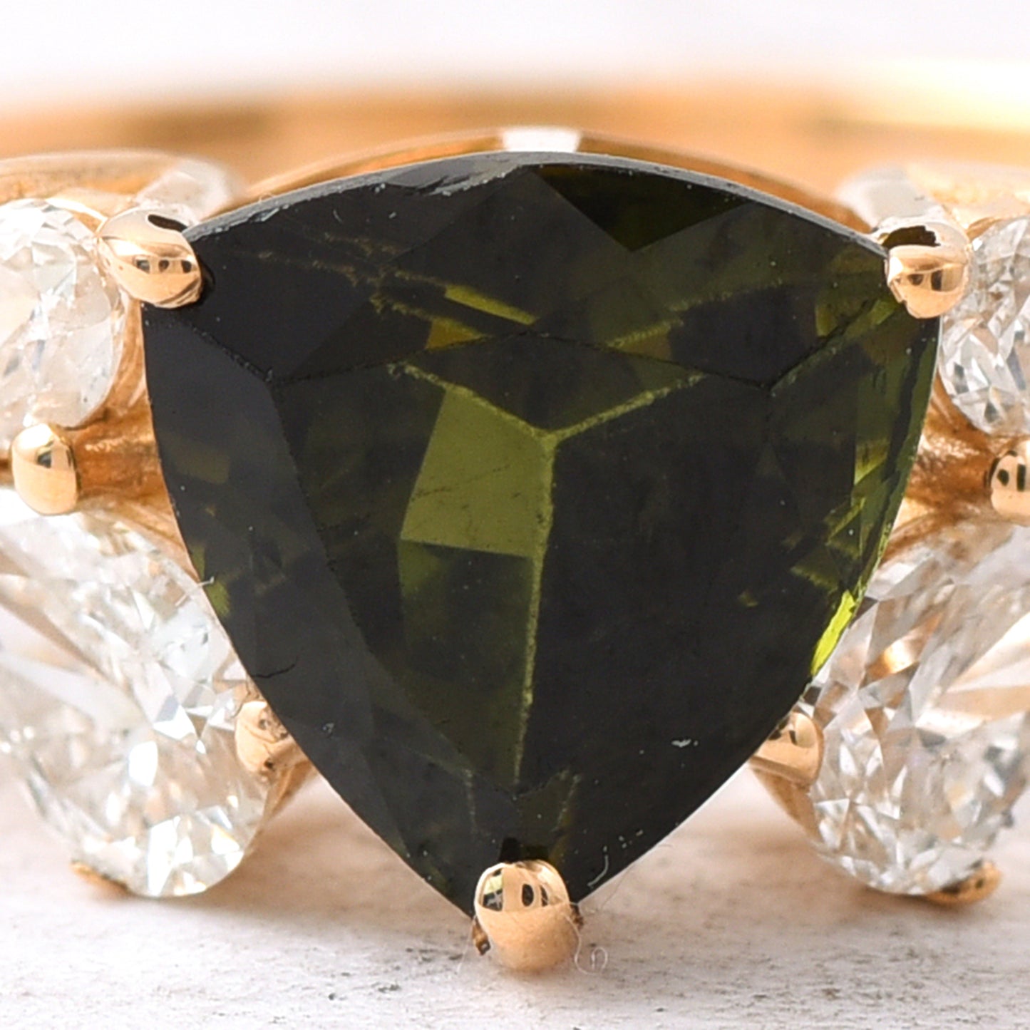 1.54 Ct Triangle Mixed Cut Natural Tourmaline 14K Gold Ring
