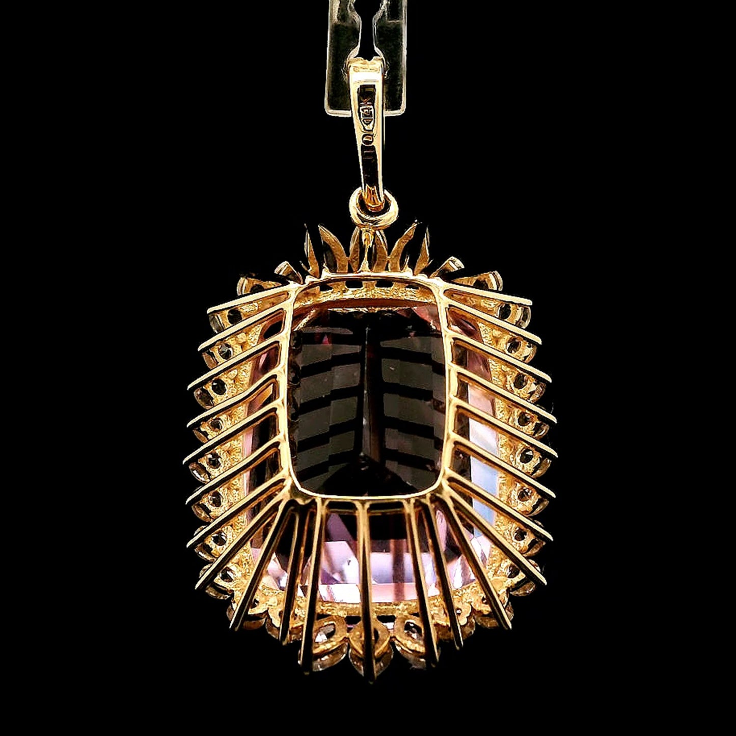 31.18 Ct Cushion Kunzite 14K Gold Pendant