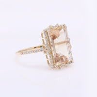 4.28 Ct Rectangular Step Cut Natural Plagioclase Feldspar Sunstone 14K Gold Ring