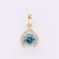 0.76 Ct Round Blue Diamond 14K Gold Pendant