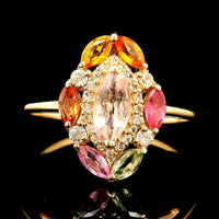 1.22 Ct Marquise Multi Sapphire 14K Gold Ring