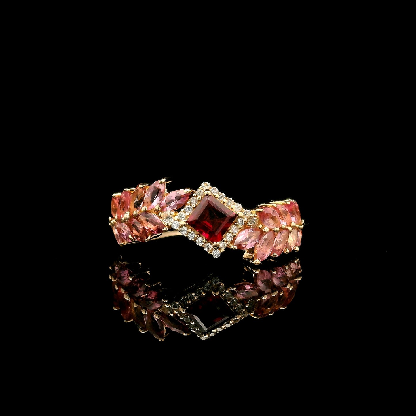 1.59 Ct Square Rubellite 14K Gold Ring