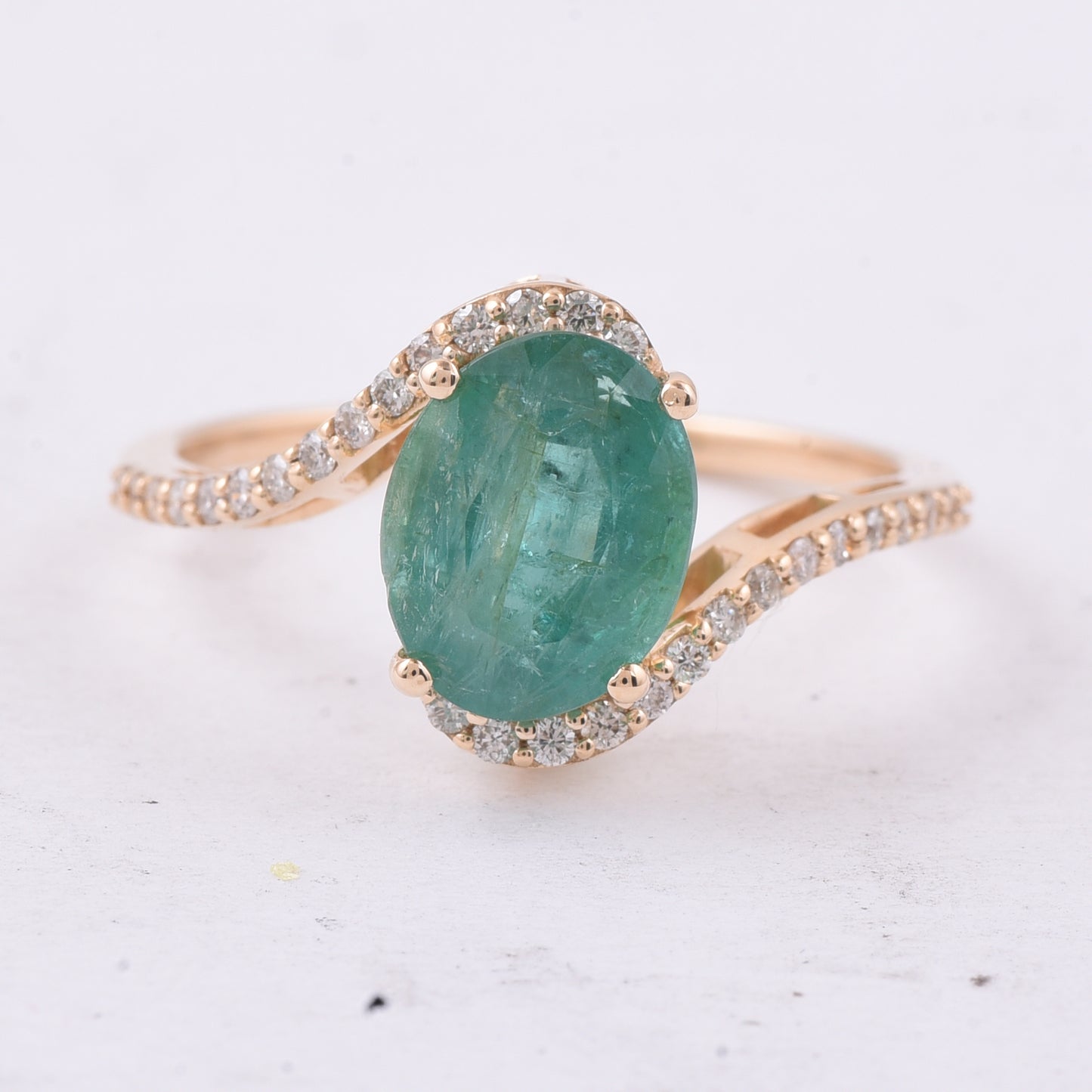 2.01 Ct Oval Natural Emerald 14K Gold Ring