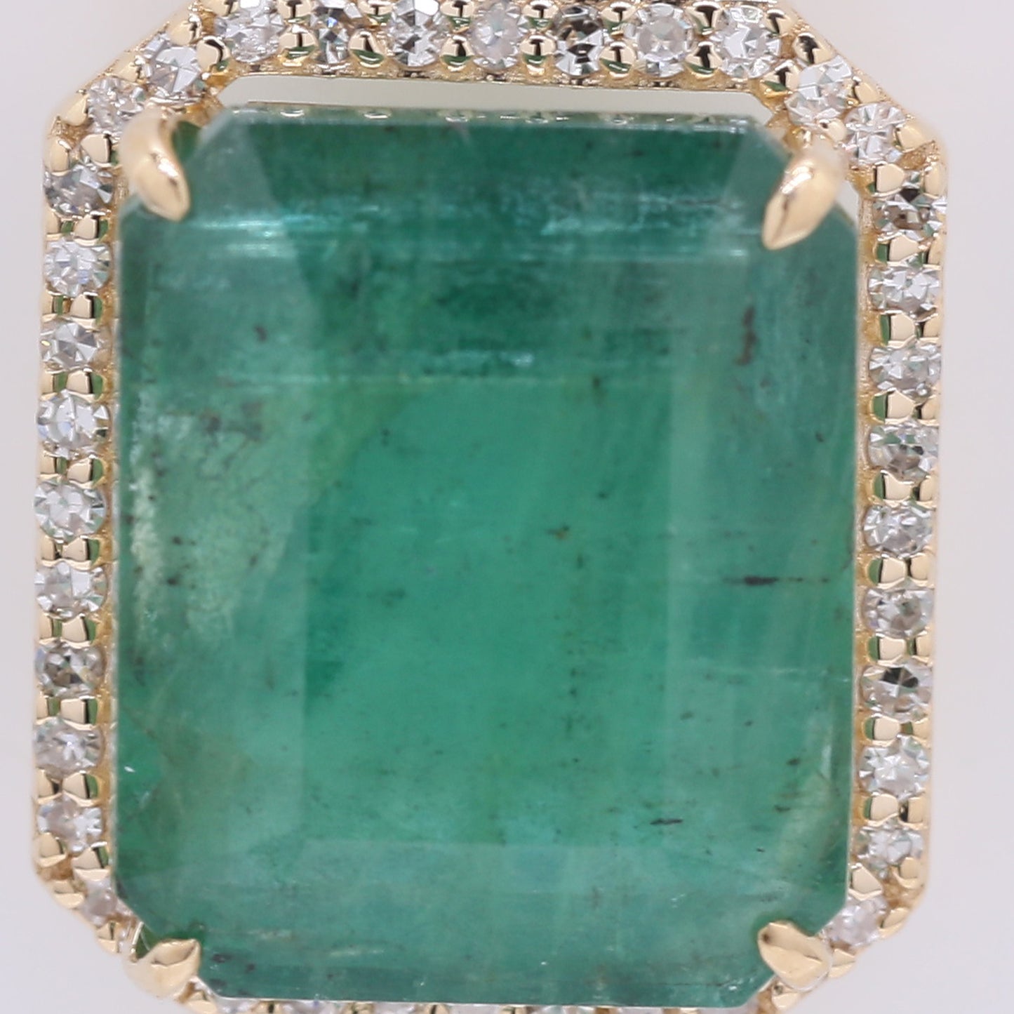5.59 Ct Octagon Step Cut Natural Emerald 14K Gold Pendant