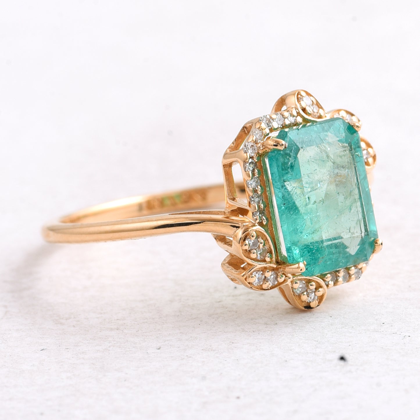1.92 Ct Octagon Step Cut Natural Emerald 14K Gold Ring