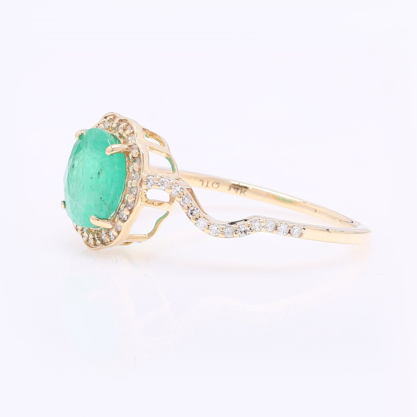 1.58 Ct Round Mixed Cut Natural Emerald 14K Gold Ring
