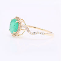 1.58 Ct Round Mixed Cut Natural Emerald 14K Gold Ring