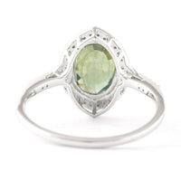 2.66 Ct Oval Mixed Cut Natural Green Sapphire 950 Platinum Ring