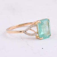 2.14 Ct Octagon Step Cut Natural Emerald 14K Gold Ring