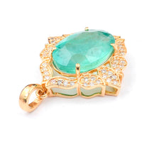 3.28 Ct Oval Natural Emerald 14K Gold Pendant