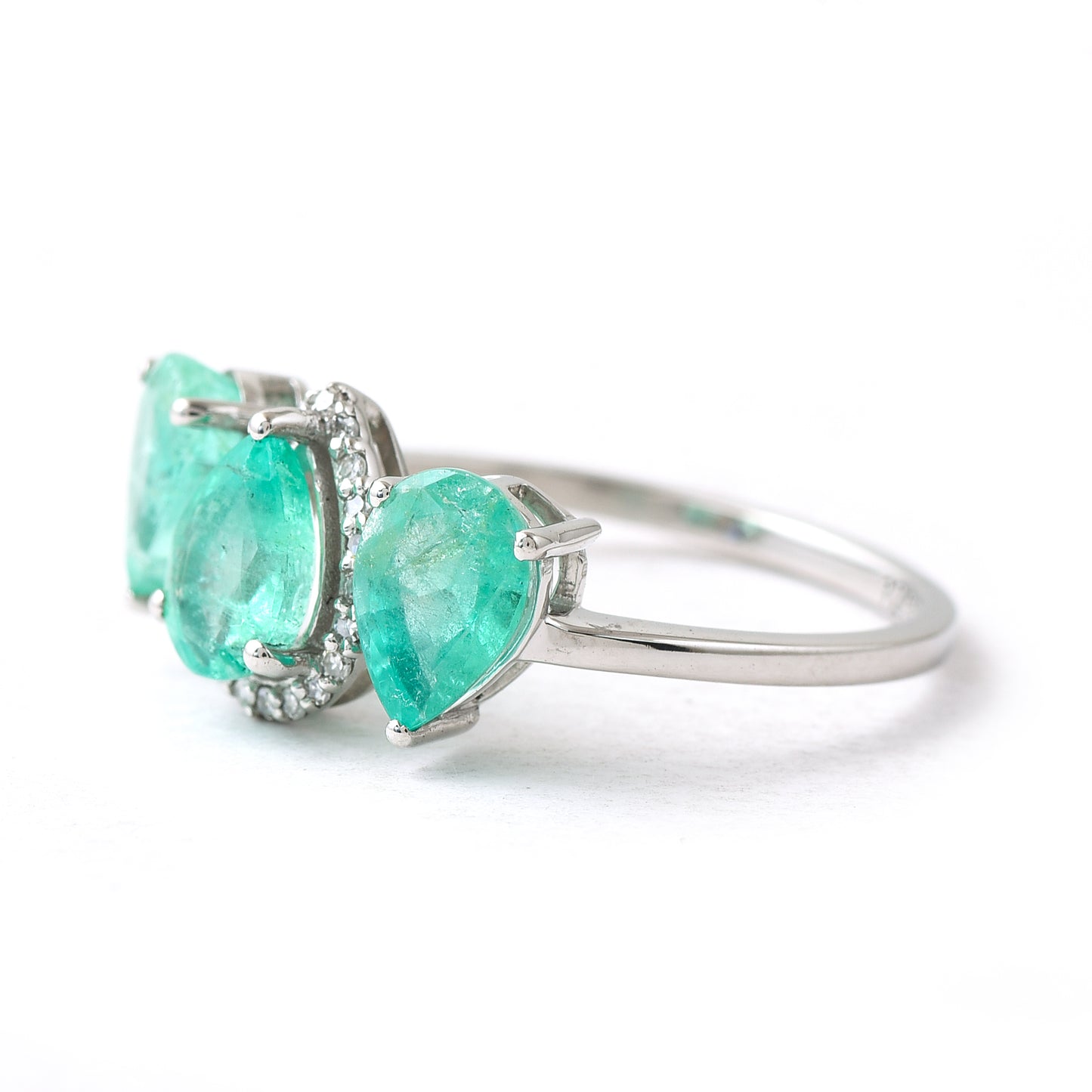 2.99 Ct Pear Mixed Cut Natural Emerald 950 Platinum Ring