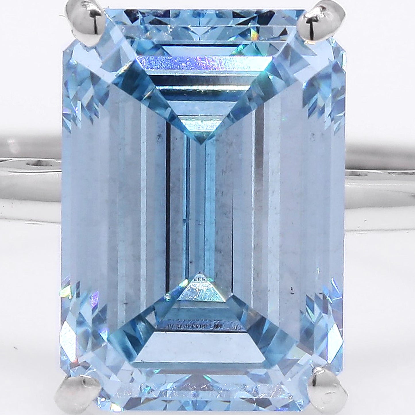 3.31 Ct Emerald Cut Lab Grown Diamond 950 Platinum Ring