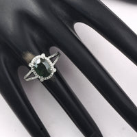 2.53 Ct Oval Mixed Cut Natural Green Sapphire 950 Platinum Ring