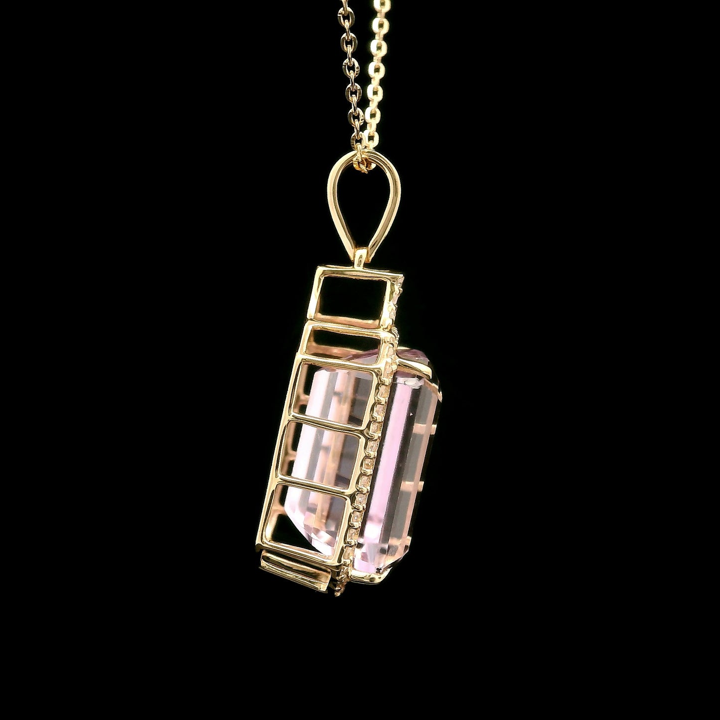 8.19 Ct Octagon Kunzite 14K Gold Pendant
