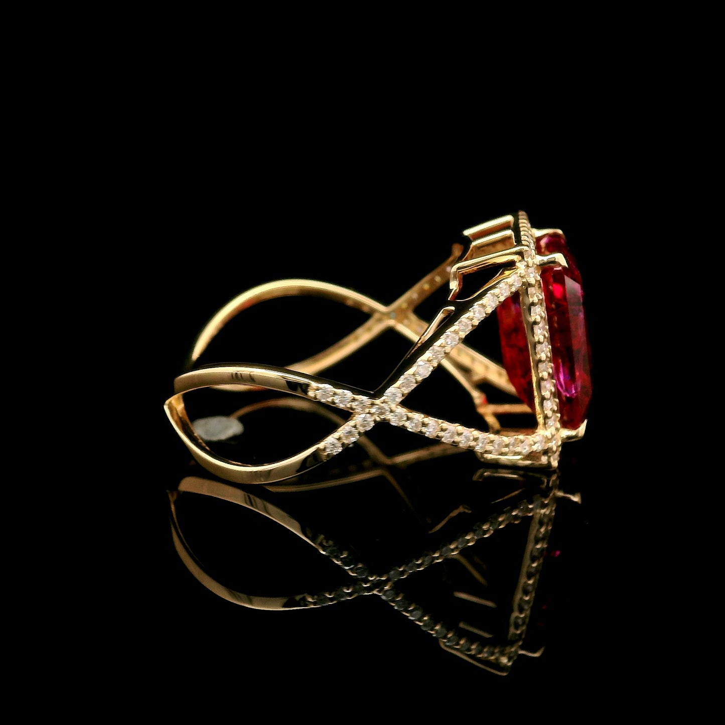 4.85 Ct Emerald Cut Lab Grown Ruby 14K Gold Ring