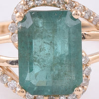 2.32 Ct Octagon Step Cut Natural Emerald 14K Gold Ring