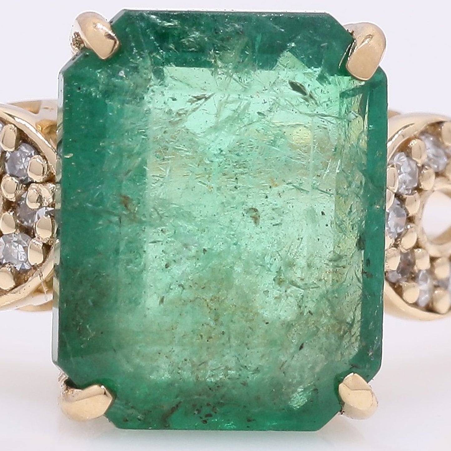 2.43 Ct Octagon Step Cut Natural Emerald 14K Gold Ring