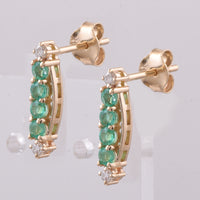 0.51 Ct Round Natural Emerald 14K Gold Earrings