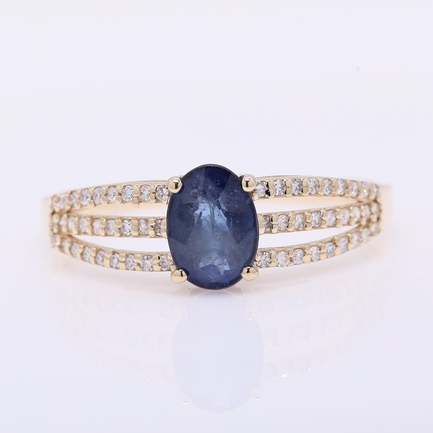1.26 Ct Oval Mixed Cut Natural Sapphire 14K Gold Ring