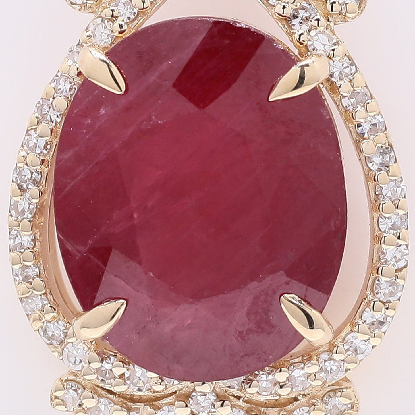 3.70 Ct Oval Mixed Cut Natural Ruby 14K Gold Pendant