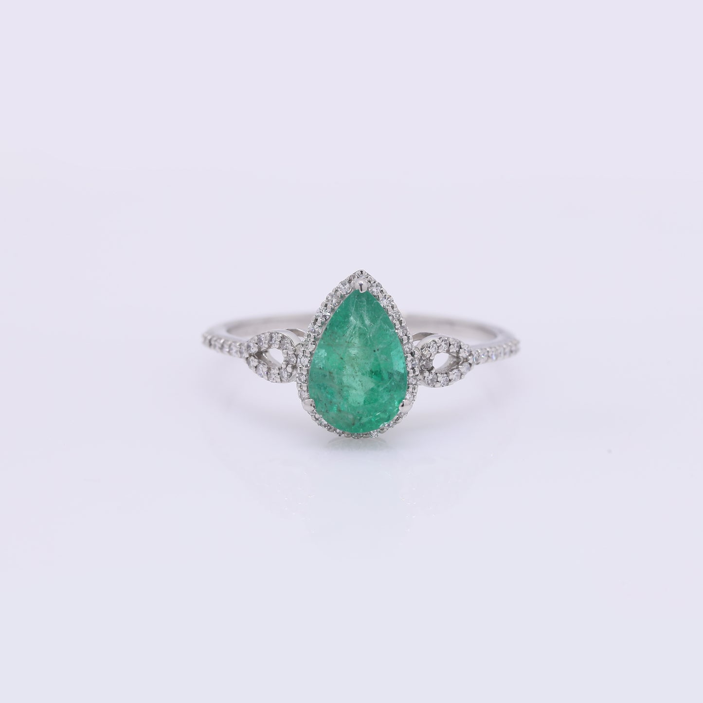 1.65 Ct Pear Mixed Cut Natural Emerald 950 Platinum Ring