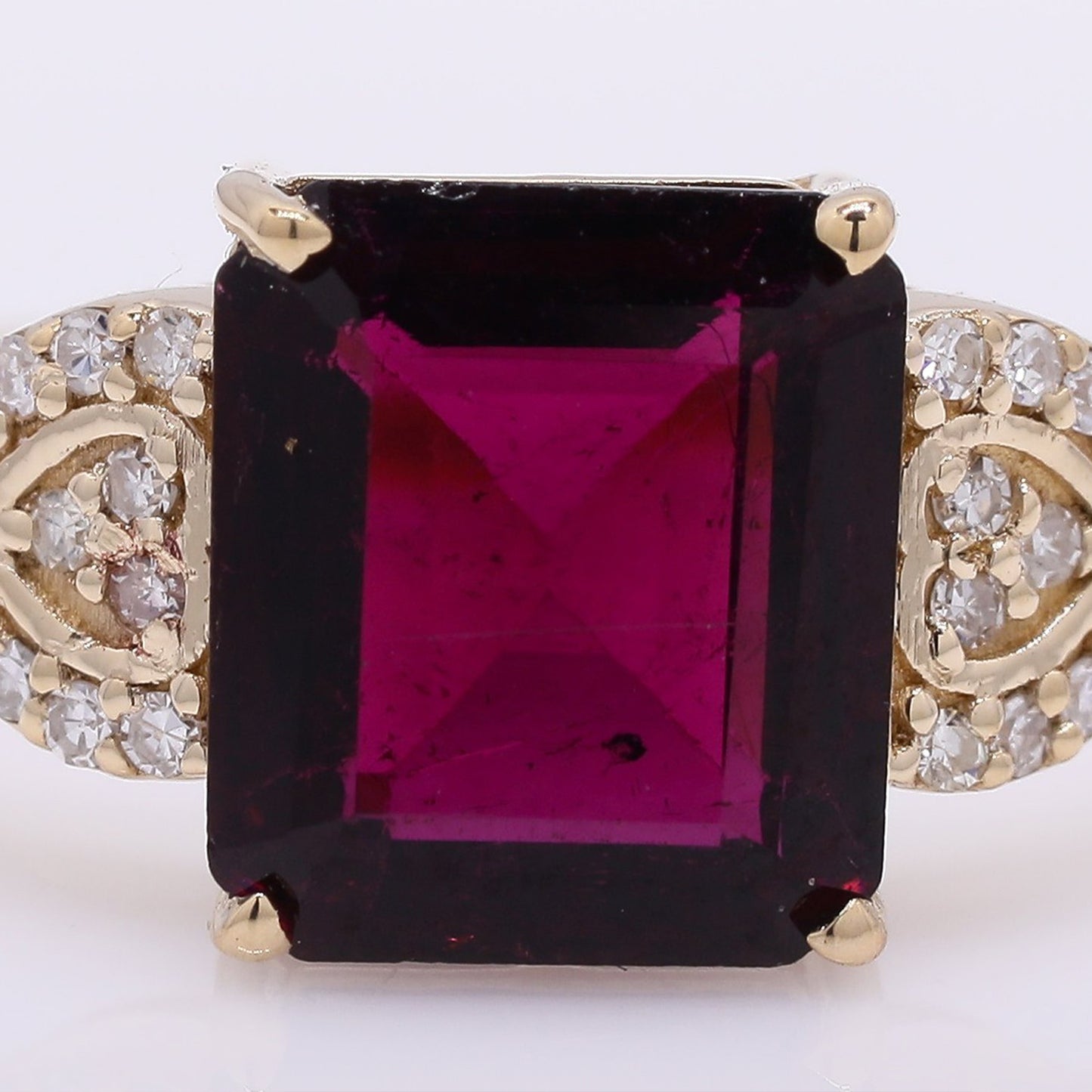 2.29 Ct Octagon Step Cut Natural Rubellite 14K Gold Ring