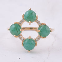 2.39 Ct Round Cabochon Cut Natural Emerald 14K Gold Ring