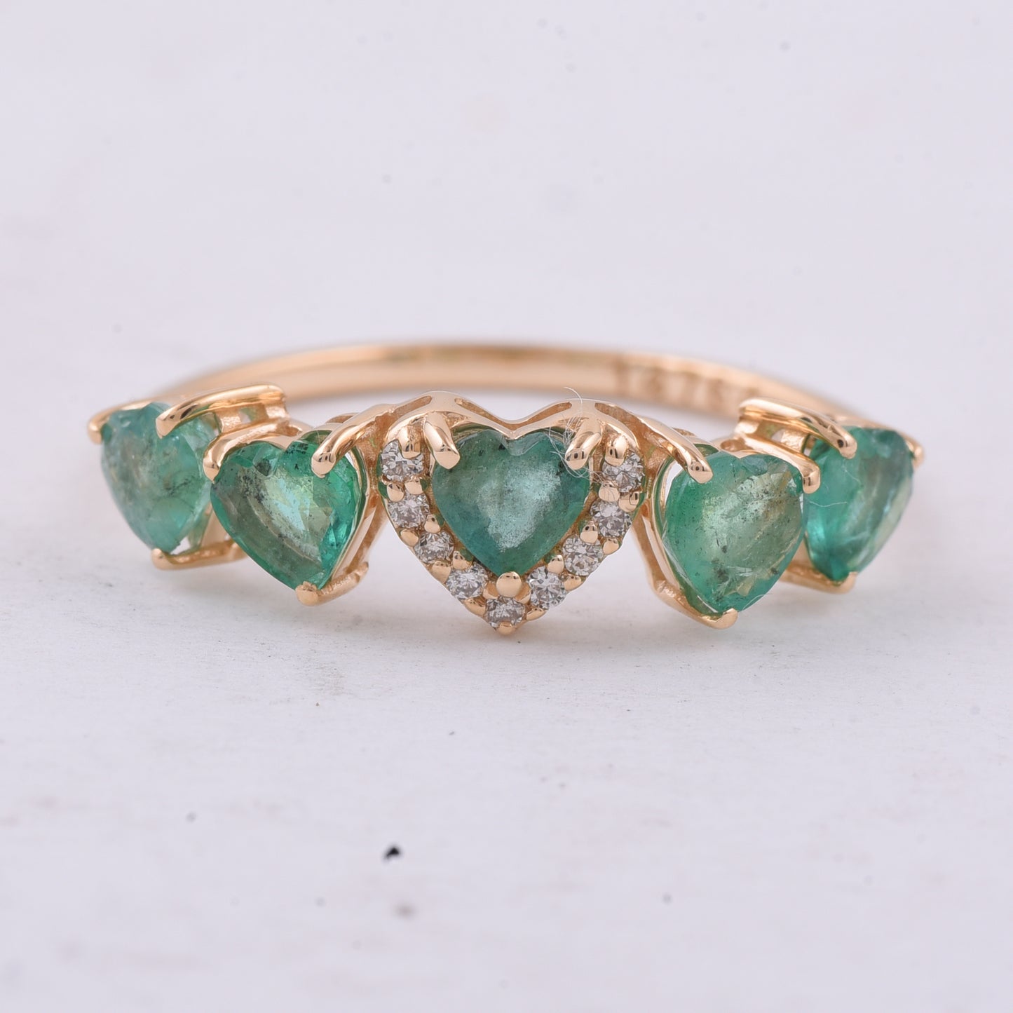 1.07 Ct Heart Natural Emerald 14K Gold Ring