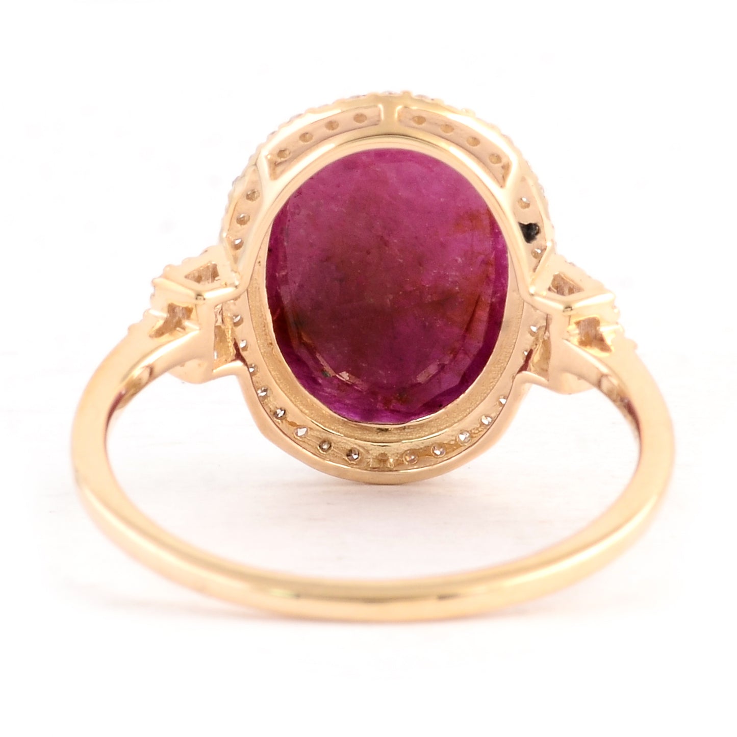 3.43 Ct Oval Mixed Cut Natural Corundum Ruby 14K Gold Ring