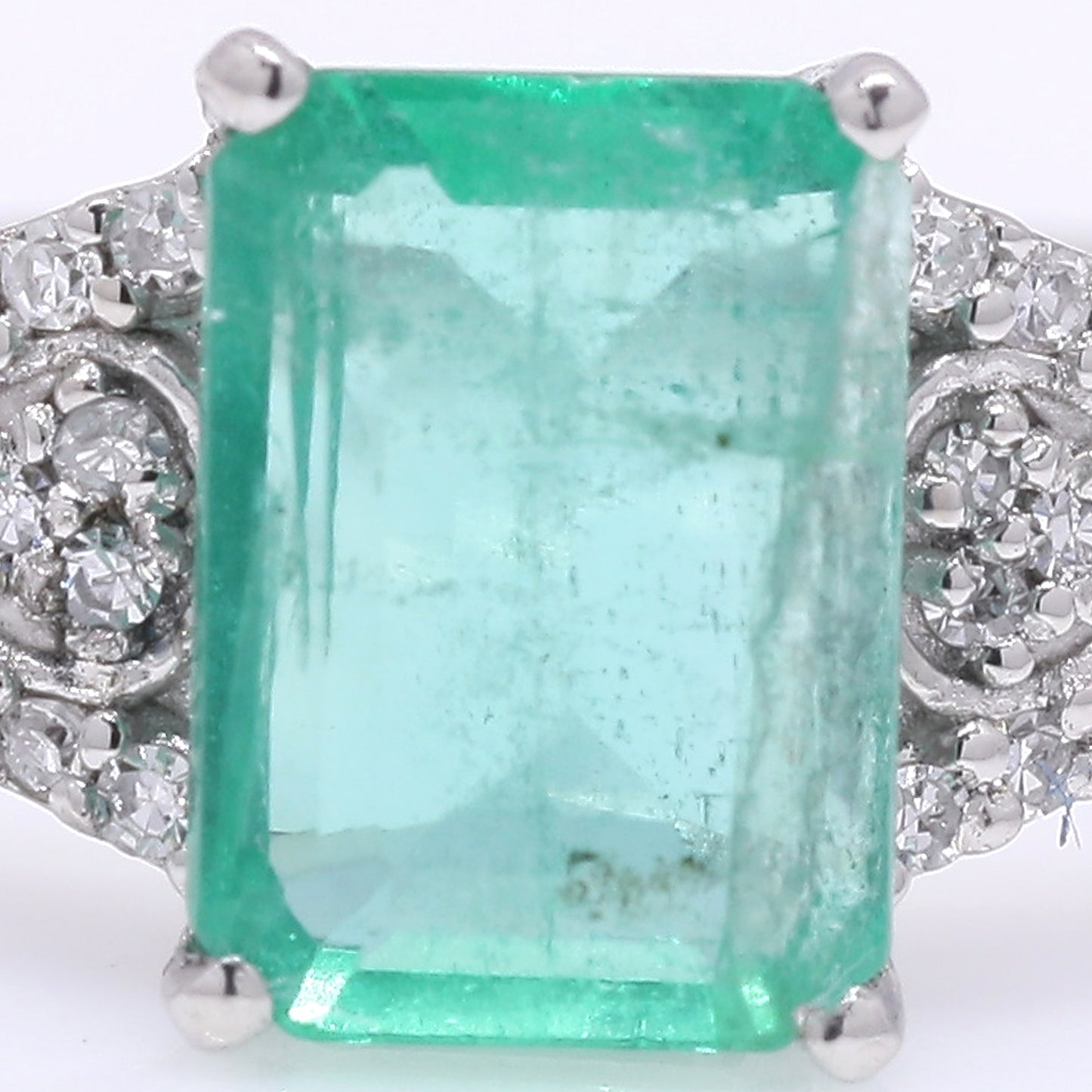 1.38 Ct Octagon Step Cut Natural Emerald 950 Platinum Ring