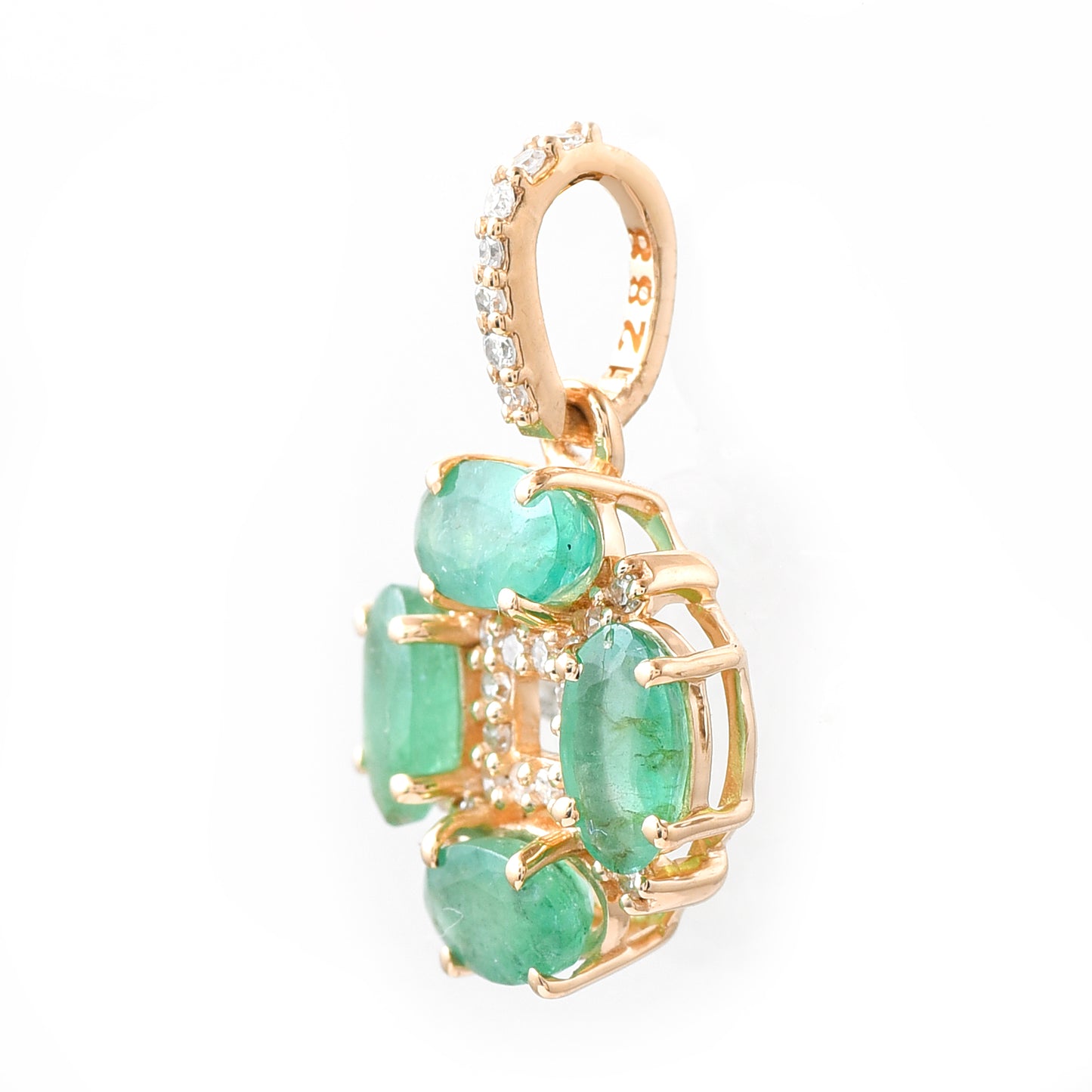 1.02 Ct Oval Mixed Cut Natural Emerald 14K Gold Pendant