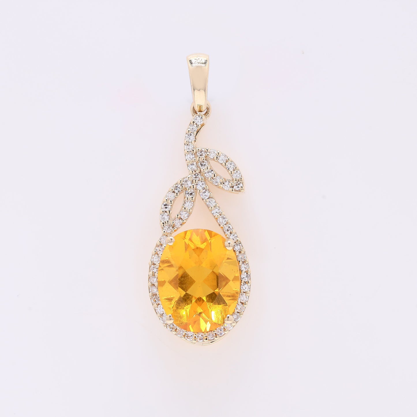 2.11 Ct Oval Mixed Cut Natural Fire Opal 14K Gold Pendant