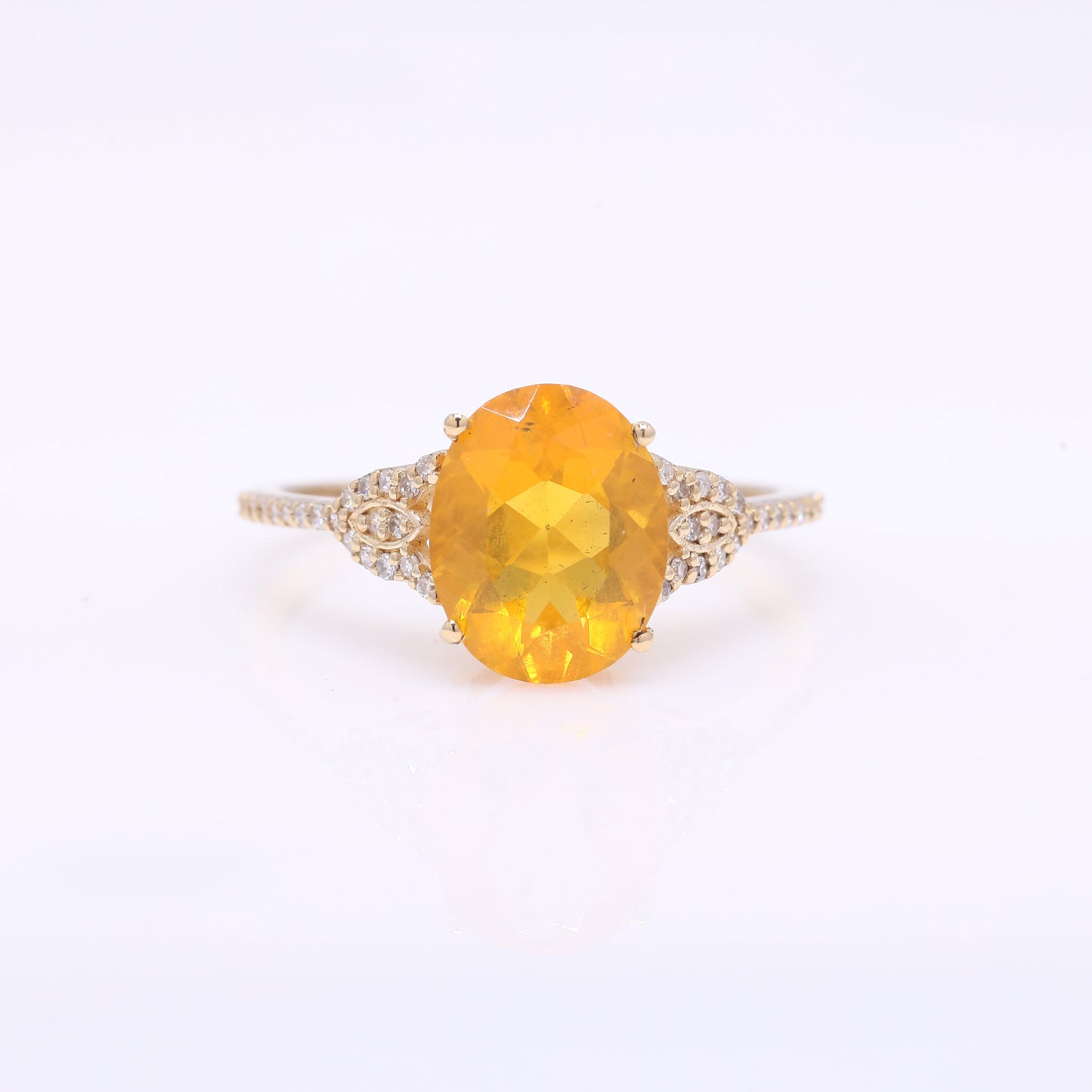 1.83 Ct Oval Mixed Cut Natural Fire Opal 14K Gold Ring