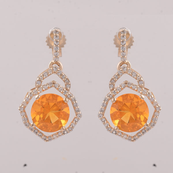 2.10 Ct Round Br.Opal 9K Gold Earrings